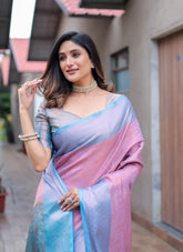 Pink Colour Designer Saree in Kanjivaram Silk